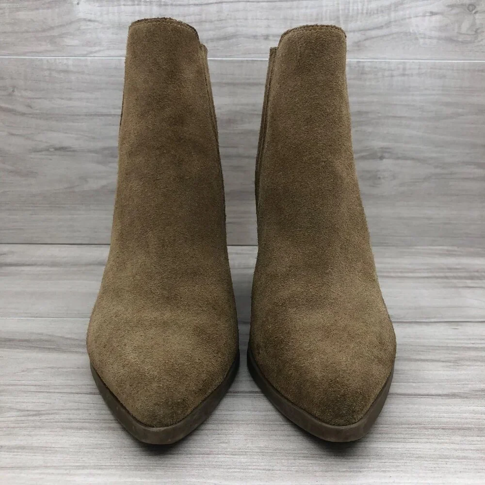 Marc Fisher Ankle Boots Womens 10M Gadri Brown Suede Slip On Booties